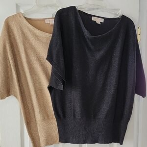 Michael Kors Metallic Dolman Sleeve Sweater Set Of 2 Size XL In Gold And Black